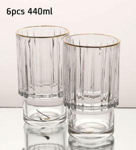 סט 6 כוסות שתייה 440 מ"ל CRYSTALIN פס זהב
