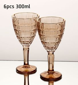 סט 6 גביעי יין 300 מ"ל AMBER GOLD CRYSTALINE