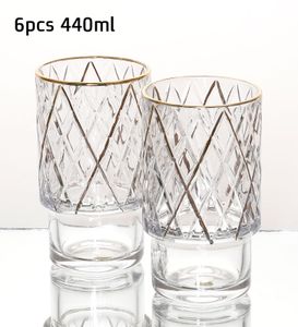 סט 6 כוסות שתייה 440 מ"ל CRYSTALIN פס זהב