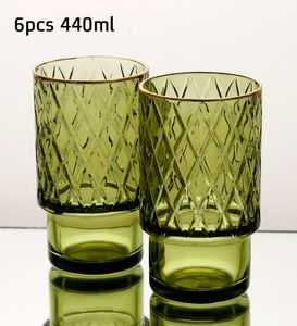 סט 6 כוסות שתייה 440 מ"ל GREEN GOLD CRYSTALINE