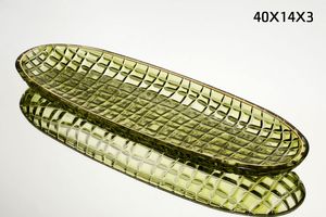 צלחת אינגליש קייק 40X14X3 ס"מ GREEN GOLD CRYSTALINE
