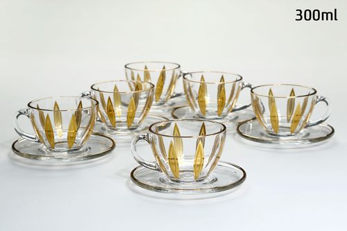 סט תה 12 חלקים crystaline anser gold