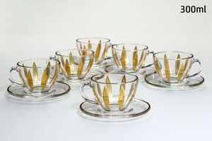 סט תה 12 חלקים crystaline anser gold