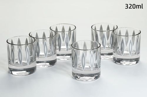 סט 6 כוסות וויסקי crystaline anser titanium