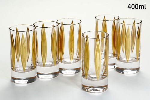 סט 6 כוסות שתיה crystaline anser gold