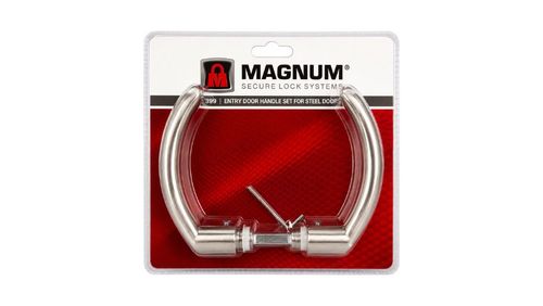 סט ידיות כניסה לדלת פלדה MAGNUM דגם 399 – גימור ניקל