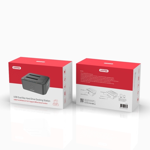  Y-3032 - תחנת עגינה Dual Bay SATA ל-2 כניסות זיכרון UNITEK