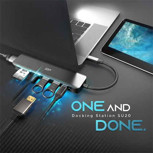 מפצל 3 פורט וקורא כרטיסים  Silicon Power SU20 USB-C 