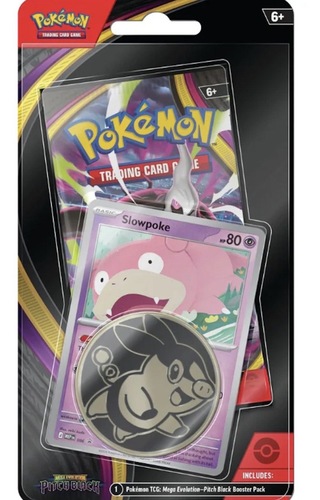 בליסטר עם בוסטר, קלף פרומו Slowpoke ומטבע אספנים | Pokémon Mega Evolution: Pitch Black Checklane Blister with Booster, Slowpoke Promo Card & Collectible Coin