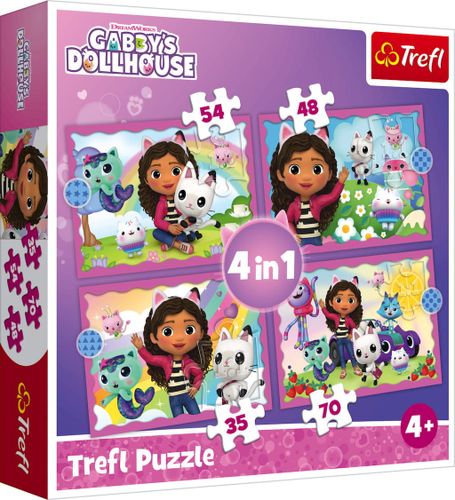 מארז 4 פאזלים - בית הבובות של גבי הרפתקאות חתוליות מרובות