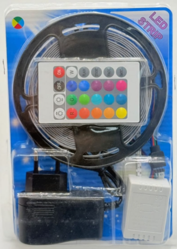 פס לד 5 מטר RGB 12V ושלט בבליסטר