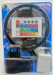 פס לד 5 מטר RGB 12V ושלט בבליסטר