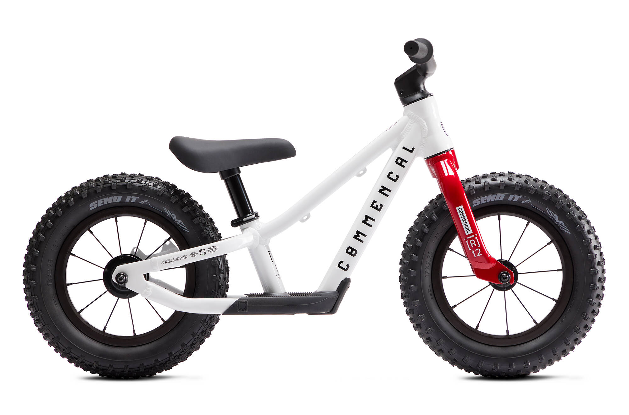 אופני איזון לילדים קומנסל לבן/אדום - COMMENCAL RAMONES 12 PUSH BIKE