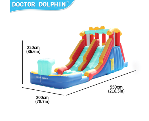 מתקן מתנפח עם מגלשה כפולה דגם DD-73062 מבית  Doctor Dolphin