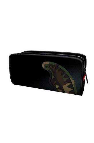 קלמר ספרייגראונד Sprayground SHARK CENTRAL BLACK NYLON CAMO EMBOSSED SHARK PENCIL POUCH 