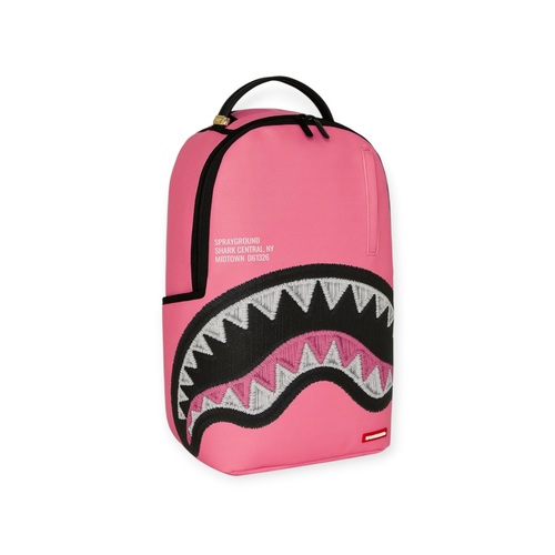 SPRAYGROUND תיק גב מטורף SHARK CENTRAL PINK EMBROIDERED SHARK BACKPACK