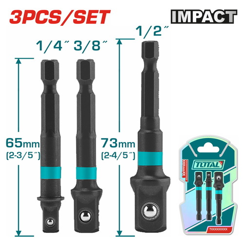 סט 3 יחידות מוביל לבוקסה 1/4+3/8+1/2