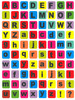10 דפי מדבקות ABC שחור על רקע צבעוני/עולם המדבקות