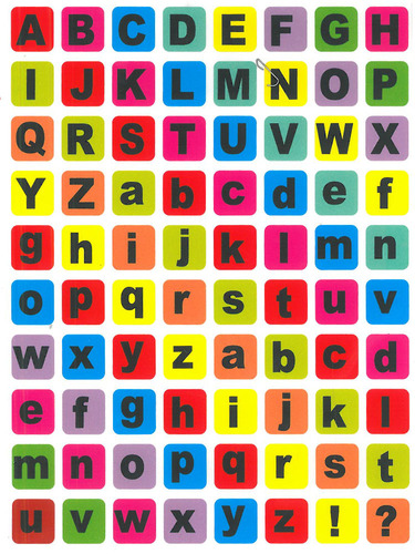 10 דפי מדבקות ABC שחור על רקע צבעוני/עולם המדבקות
