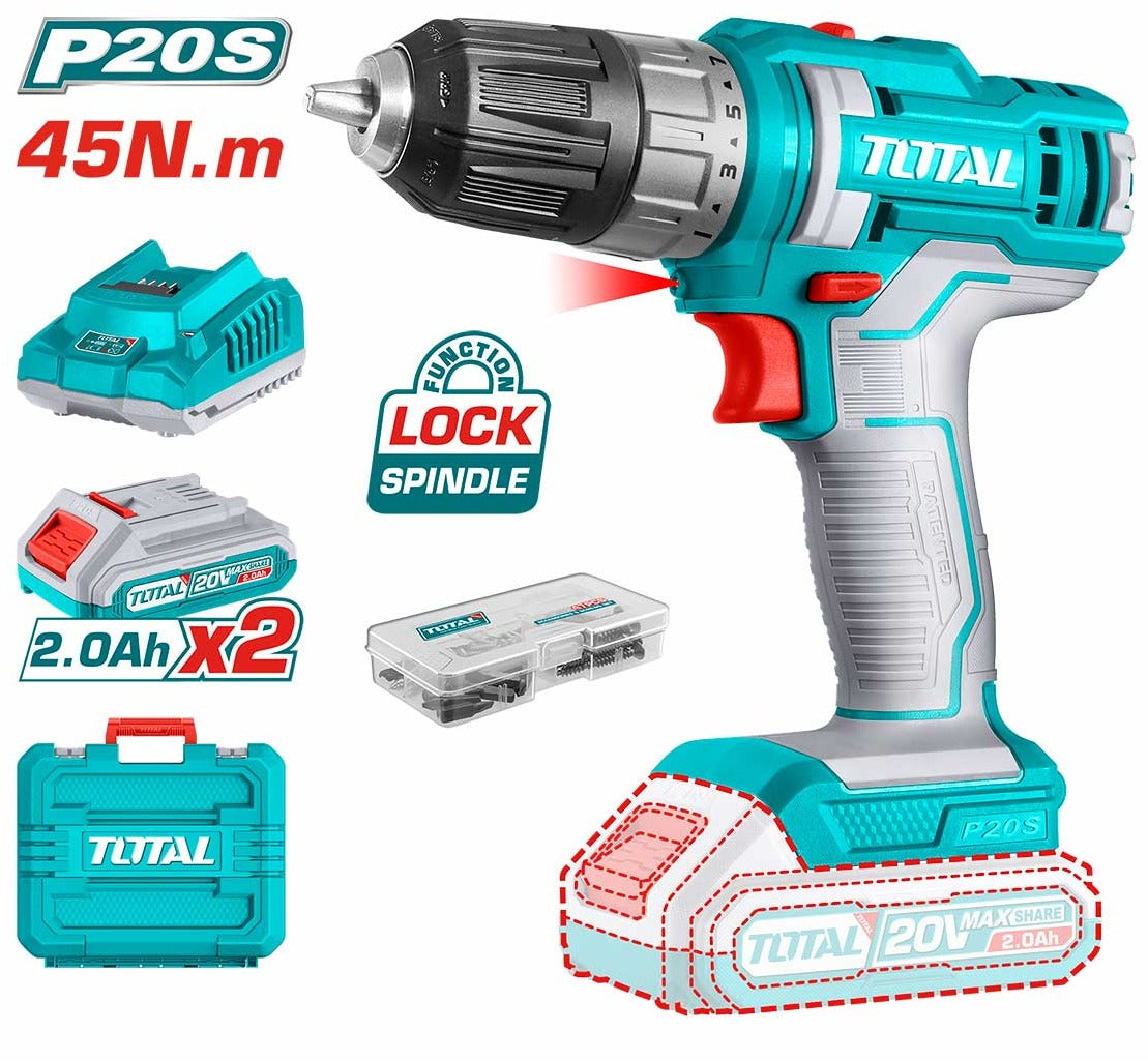 מקדחה נטענת 20V 45Nm TDLI200528 TOTAL