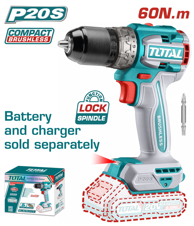 מקדחה 20V 60Nm ללא סוללה TDLI206021