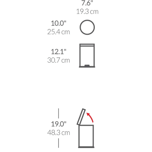פח דוושה עגול, לבן 4.5 ל'