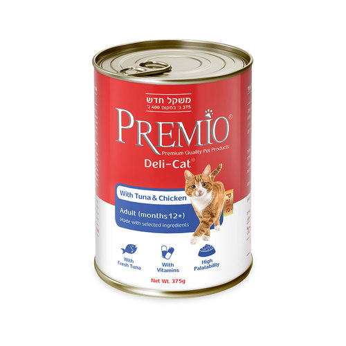 שימורים לחתול פרימו 375 גרם לחתולים טונה ועוף