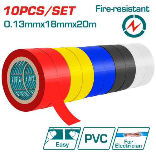 סרט בידוד PVC צבעוני 10 יח' THPET1013