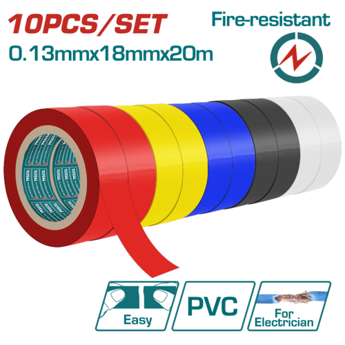 סרט בידוד PVC צבעוני 10 יח' THPET1013