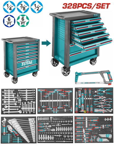 עגלת כלים 7 מגירות 328 חלקים THPTCS73281