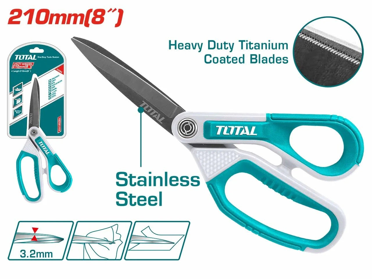 מספריים טיטניום 8" THSCRS812108 TOTAL