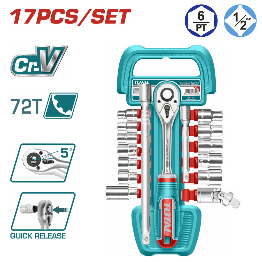 סט בוקסות 1/2" 17 חלקים THT121171 TOTAL