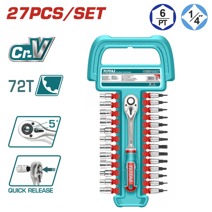 סט בוקסות וביטים 1/4" 27 חלקים THT141271