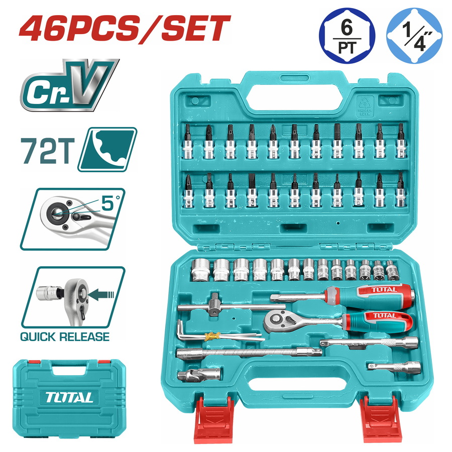 סט בוקסות 1/4" 46 חלקים THT141462 TOTAL