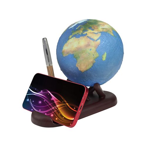 מעמד שולחני משולב עם גלובוס מואר ורמקול Bluetooth