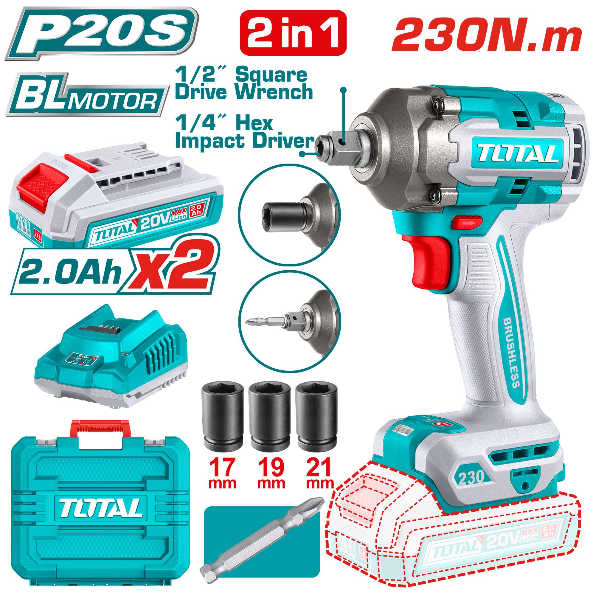 מפתח רטיטה+אימפקט בראשלס(230NM)+מטען+תיק