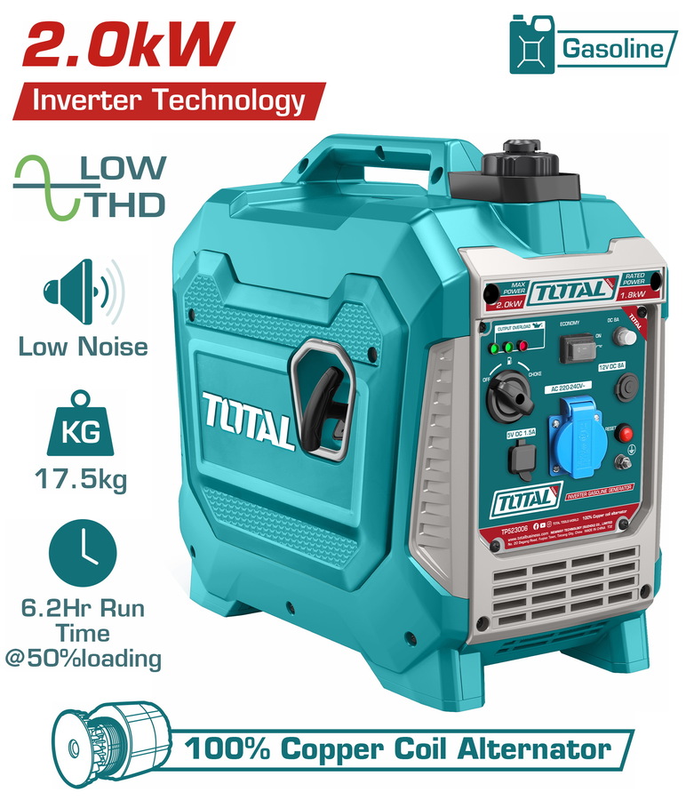 גנרטור בנזין 2.0KW אינוורטר שקט ללא סטרטר TOTAL