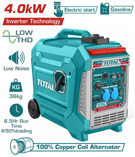גנרטור בנזין 4.0KW וואט אינוורטר שקט כולל סטרטר TOTAL