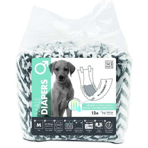 חיתולים חד פעמיים לכלבים זכרים M (מארז 12 יח') | M-PETS Male Dog Disposable Diapers Size L (12 Pack)