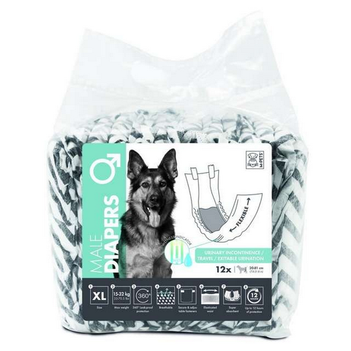 חיתולים חד פעמיים לכלבים זכרים XL (מארז 12 יח') | M-PETS Male Dog Disposable Diapers Size XL (12 Pack)