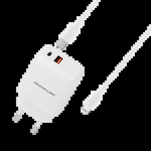 מטען קיר 25W עם כבל lightning דגם MWC25PQ מבית SILVER LINE במלאי