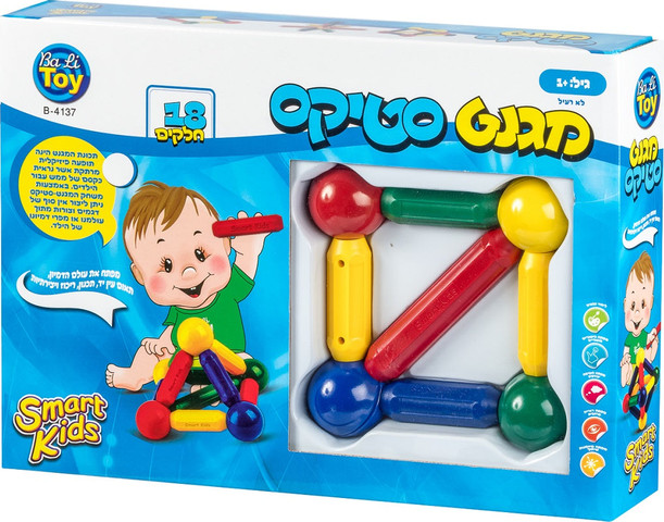 מגנט סטיקס 18 חלקים - SMART KIDS - מבית באלי טוי