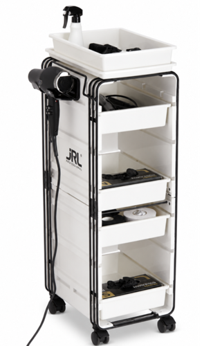 עגלת שירות מקצועית למספרה JRL Stapelboy Profi Barber Tool Trolley (לבנה)