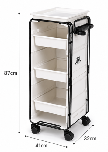 עגלת שירות מקצועית למספרה JRL Stapelboy Profi Barber Tool Trolley (לבנה)