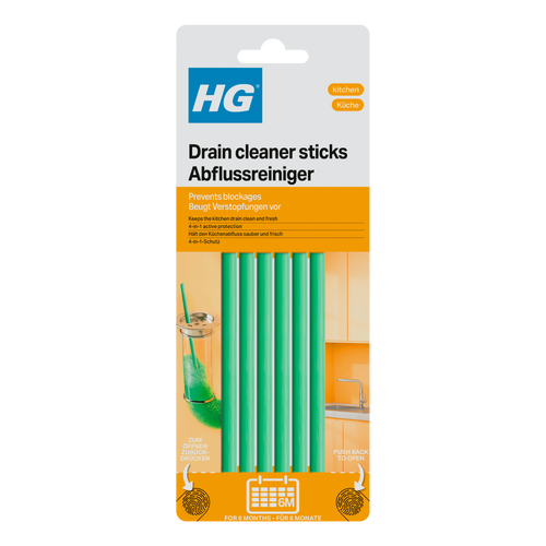 מקלוני אנזים HG Drain Cleaner Sticks 6 יחידות - מקלונים למניעת סתימות ונטרול ריחות בכיור מטבח
