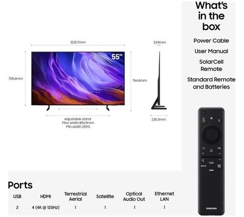 טלוויזיה חכמה Samsung OLED S85H בגודל 55 אינץ' 4K דגם QE55S85HAEXIL