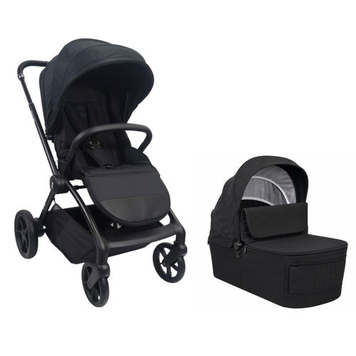 עגלה משולבת LEGACY PRO עם סל שכיבה מתקפל מבית BabySafe (שחור)