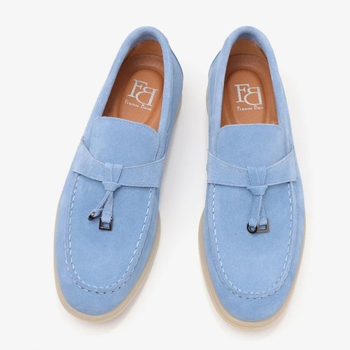 נעלי מוקסין זמש לגבר בצבע תכלת | 39-48 | FRANCO BANE SKY BLUE 11125