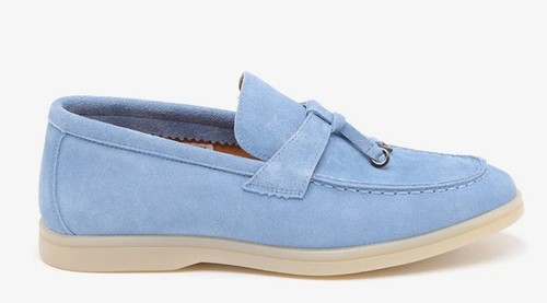 נעלי מוקסין זמש לגבר בצבע תכלת | 39-48 | FRANCO BANE SKY BLUE 11125