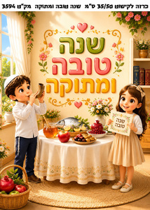 כרזה שנה טובה ומתוקה ילדים/ ריטרם